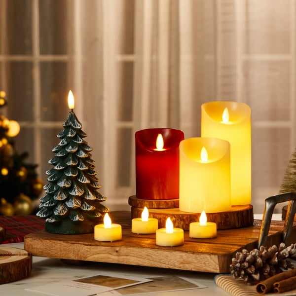 🎊Julesalg 🎊Voksede LED-flammeløse lys til juletreet