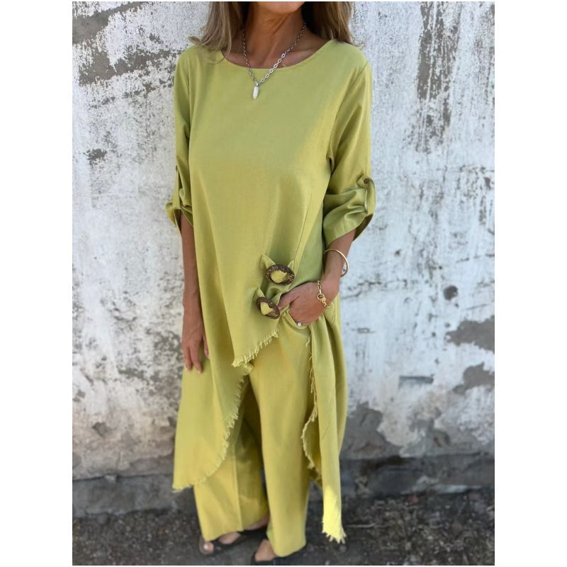 🎉Robe irrégulière et pantalon ample pour femme 2025