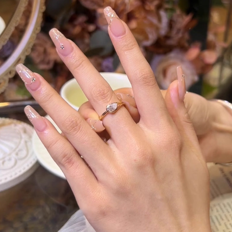 Argent sterling💖Bague en faux diamant en forme de larme de 1 carat
