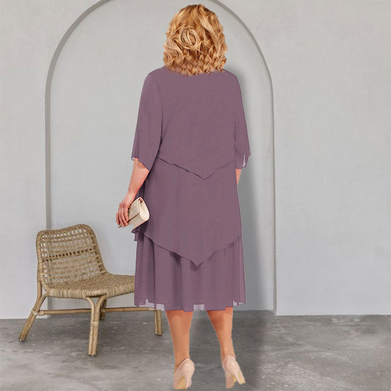 Robe midi en couches de taille plus taille
