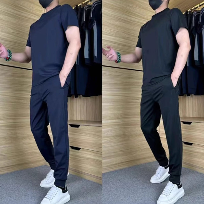 🔥Herre afslappet sportsdragt i issilke med stretch✨