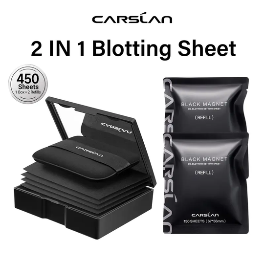 CARSLAN Black Magnet Oil Blotting Setting Sheet With Powder More Control Oil Keep Fresh