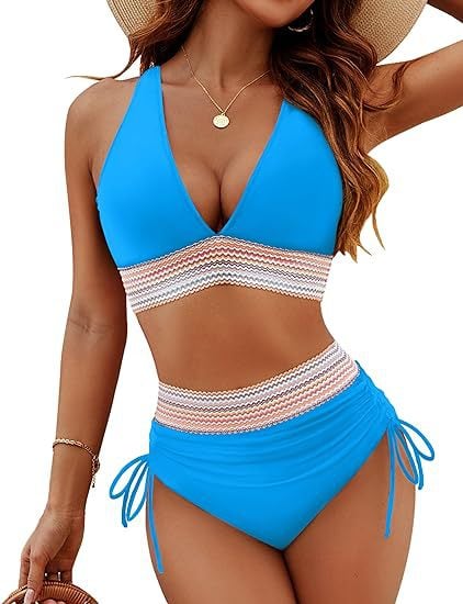 Last Day Promotion 60% OFF 🏆2026 High Waisted Tummy Control Color Block Bikini Sets