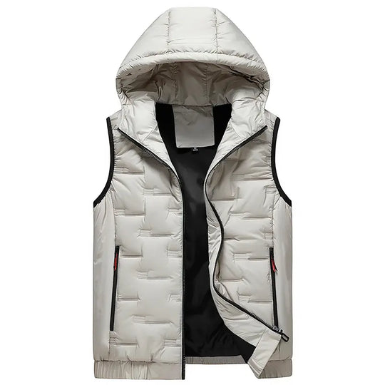 🧥 Men’s Slim-Fit Hooded Waistcoat - Sleeveless Front-Zip Gilet, Cozy