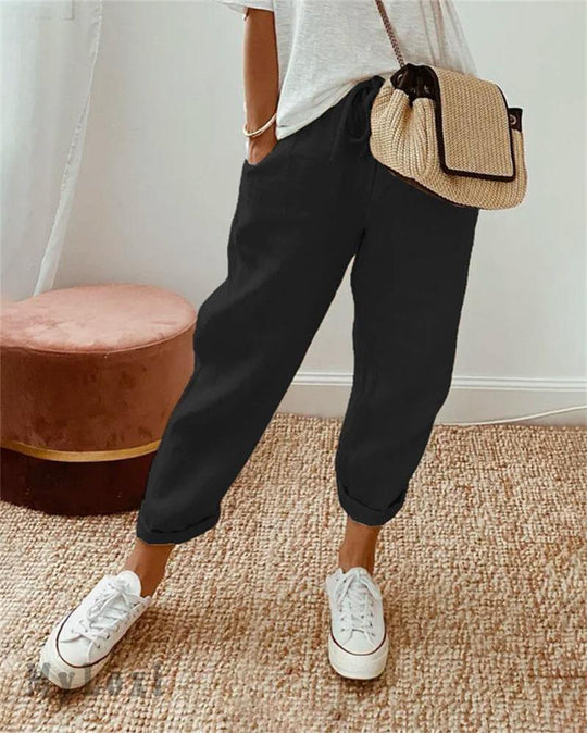 💞50K+ SOLD!🦋 Ankle-Length Cotton Linen Pants – Breathable, elegant & kind to skin. High-waisted fit flatters every shape. A little treat for yourself or a thoughtful gift