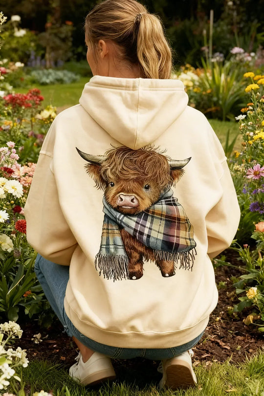 🤎50% OFF!!🍂Cute Highland Cow Cozy Fleece-Lined Hooded Sweatshirt