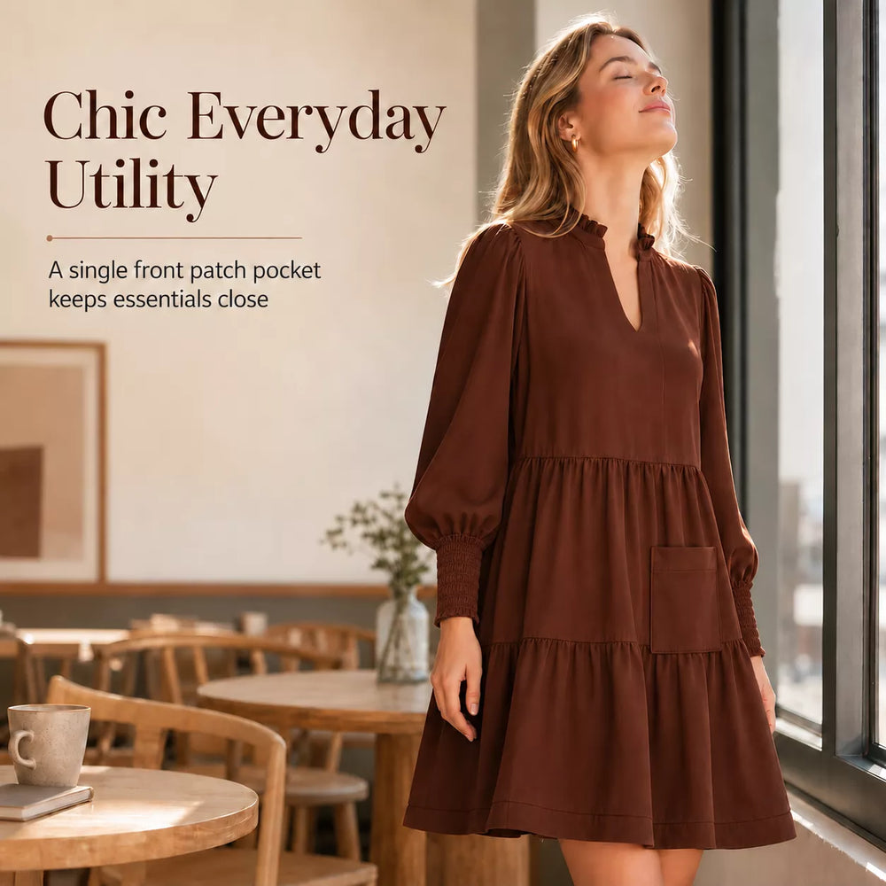 Women's V-Neck Tiered Ruffle Mini Dress
