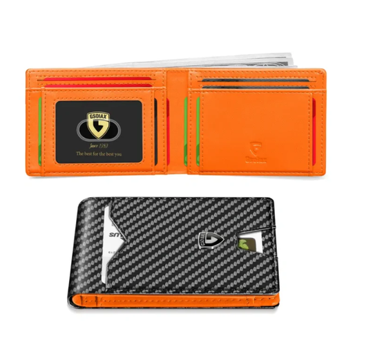 Limited-Time Discount!!RFID-Blocking Leather and Carbon Fiber Credit Card Holder