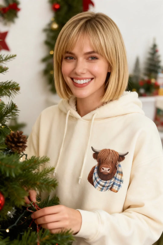 🤎50% OFF!!🍂Cute Highland Cow Cozy Fleece-Lined Hooded Sweatshirt