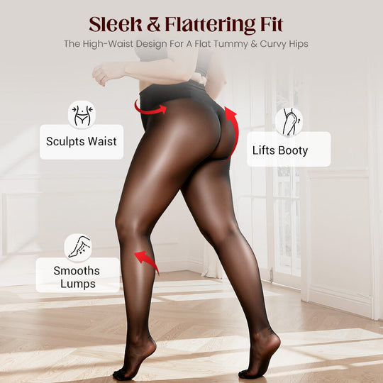 👠BUY 1 GET 1 FREE!❤️Transparent High-Waisted Shiny Sheer Tights for Women - Sheer & Comfortable