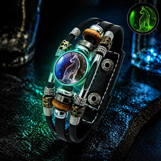 💥Last-Day Sale 50% OFF☪️Glow-in-the-Dark Leather Zodiac Sign Bracelet For Men and Women