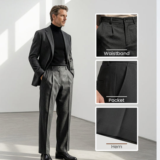 🥳Men's Casual Wide-Leg Pants – Breezy pleated front, easy pull-on style👖
