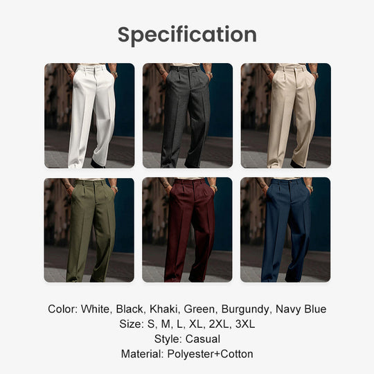 🥳Men's Casual Wide-Leg Pants – Breezy pleated front, easy pull-on style👖