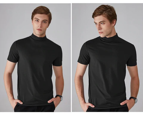 💞50K+ SOLD!🏆LIMITED TIME £9.99!🎁High Neck Slim Fit T-Shirt – Soft cotton blend, gentle on skin! Perfect layering piece for chilly days. Easy-care, no ironing needed. Smart enough for pub, comfy enough for home