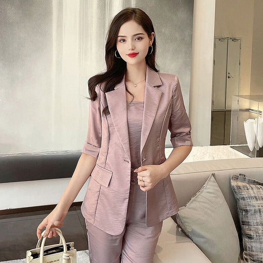 Naisten muodin rento yritys 3-osainen sarja (Blazer+Camisole+Pants)