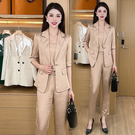 Naisten muodin rento yritys 3-osainen sarja (Blazer+Camisole+Pants)