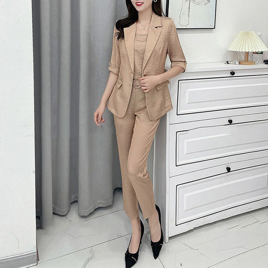 Naisten muodin rento yritys 3-osainen sarja (Blazer+Camisole+Pants)