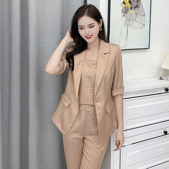 Naisten muodin rento yritys 3-osainen sarja (Blazer+Camisole+Pants)