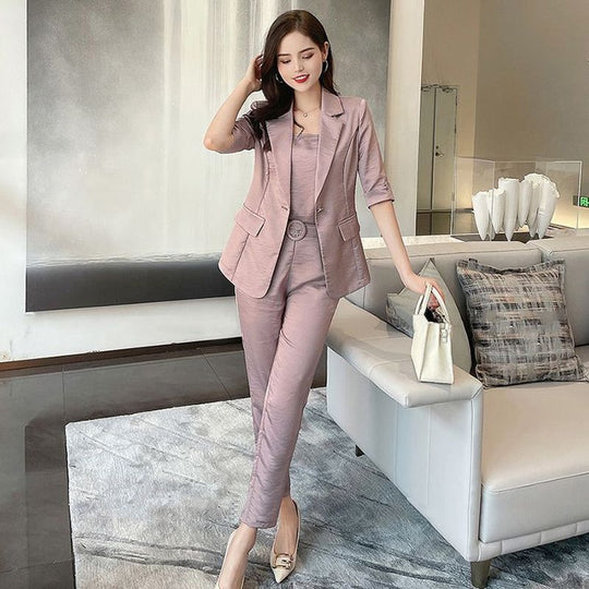 Naisten muodin rento yritys 3-osainen sarja (Blazer+Camisole+Pants)