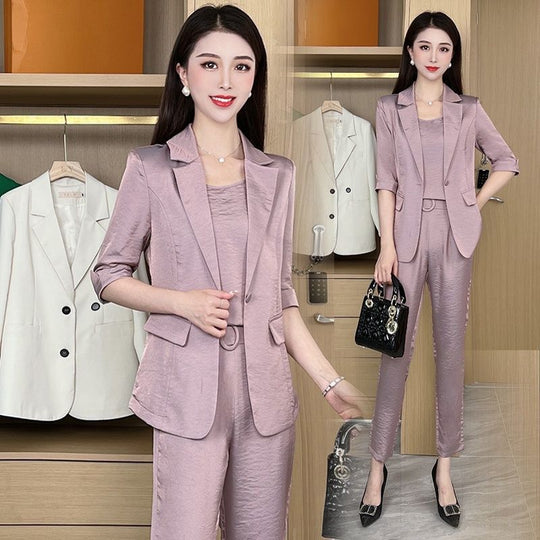 Naisten muodin rento yritys 3-osainen sarja (Blazer+Camisole+Pants)
