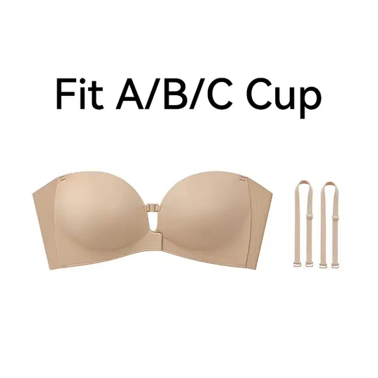LUCKMEEY Womens Strapless Front Closure Bra Push Up Lift Bra Padded Add Cup