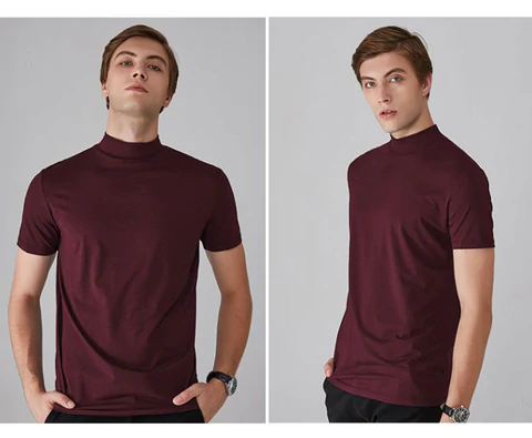 💞50K+ SOLD!🏆LIMITED TIME £9.99!🎁High Neck Slim Fit T-Shirt – Soft cotton blend, gentle on skin! Perfect layering piece for chilly days. Easy-care, no ironing needed. Smart enough for pub, comfy enough for home