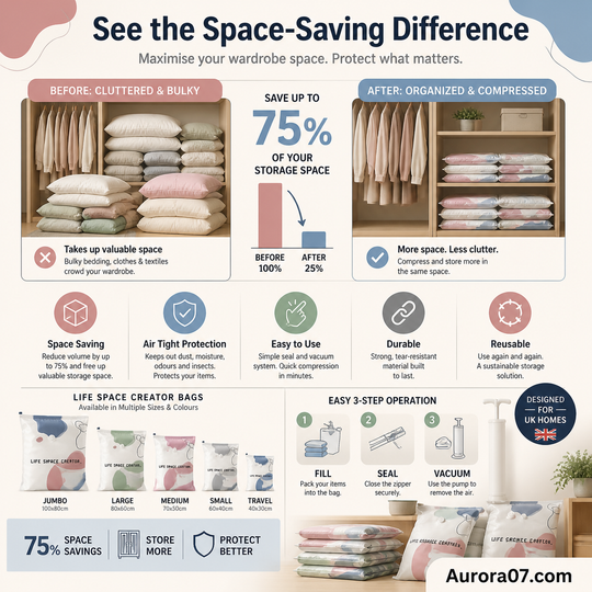 🧳No‑Pump Vacuum Storage Bags – Press & seal, no pump needed. Saves 80% space, keeps clothes dry & dust‑free. Perfect for bulky bedding & off‑season gear. 🛏️🗄️