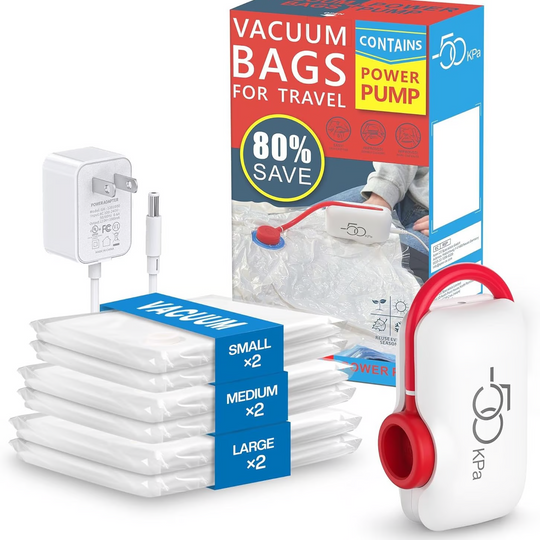 🔥Pack of 6 Compression Bags for USB Electric Vacuum Cleaner - Save Space, Travel Light!