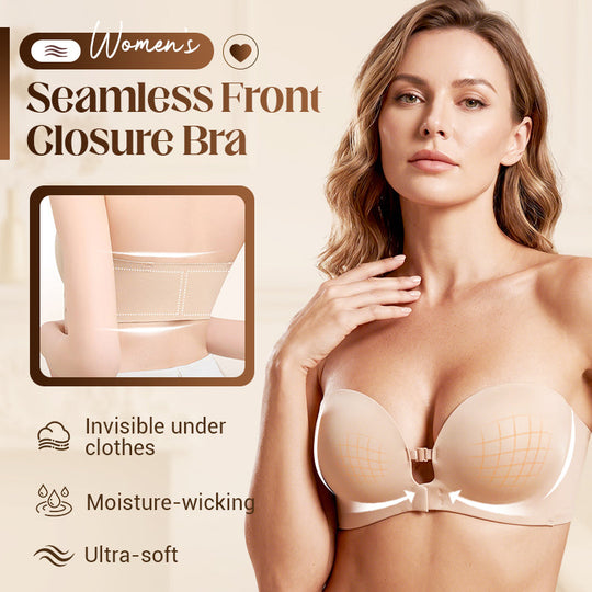 LUCKMEEY Womens Strapless Front Closure Bra Push Up Lift Bra Padded Add Cup