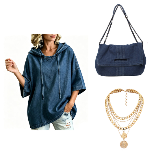 🛍️🍂Women's Casual Loose Denim Hoodie – Relaxed Comfort & Effortless Autumn Style