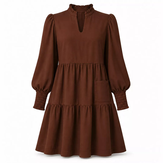 Women's V-Neck Tiered Ruffle Mini Dress