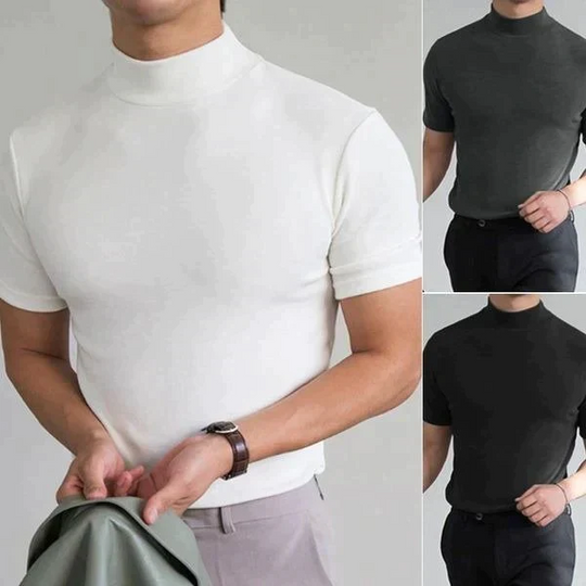 💞50K+ SOLD!🏆LIMITED TIME £9.99!🎁High Neck Slim Fit T-Shirt – Soft cotton blend, gentle on skin! Perfect layering piece for chilly days. Easy-care, no ironing needed. Smart enough for pub, comfy enough for home