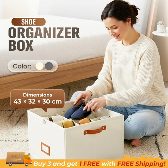 🏆LIMITED TIME 50% OFF! 🔥Fabric Shoe Organizer Storage Box – Foldable, Large Capacity, Dustproof & Breathable for Closet & Bedroom