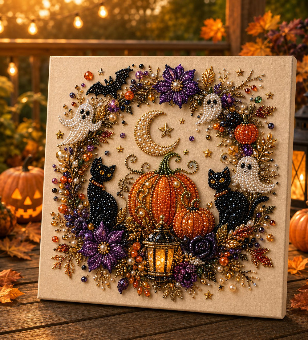 🏠 LIMITED-TIME 40% OFF! ✨Halloween Pearl Art DIY Kit – Turn Tiny Pearls into Spooky-Cute Magic
