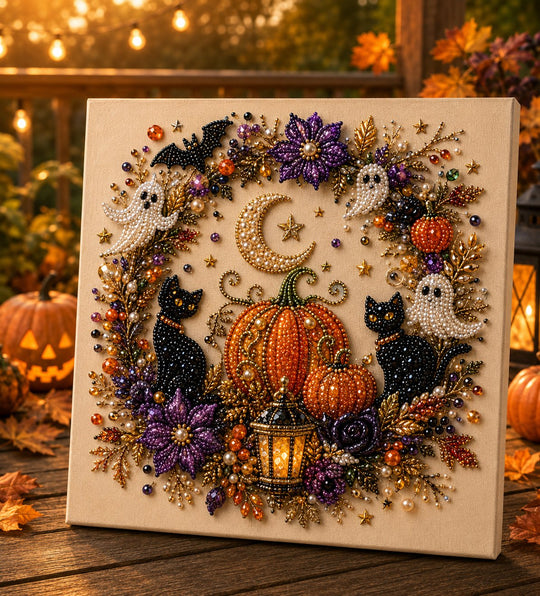 Last Day 49% OFF Halloween Pearl Painting Kit – 5D DIY Beaded Art Craft Set with Full Tools  | Spooky Pumpkin, Witch & Black Cat Design  | Festive Wall Decor & Unique Gift for Adults & Teens
