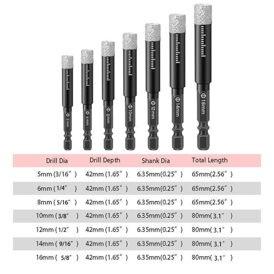🛠️Hex shank drill bits for marble/tile/stone[Full Set]