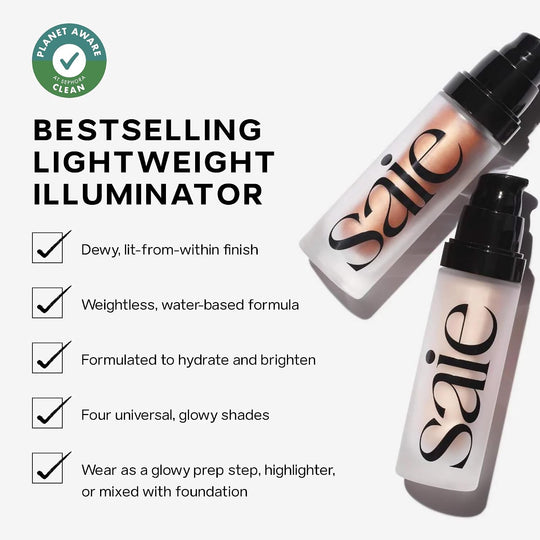 Saie Glowy Super Gel - Hydrating Makeup Primer and Illuminating Glow Serum Enriched with Vitamin C