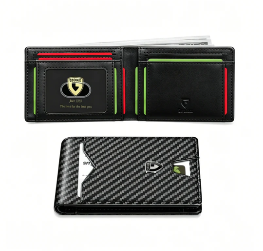 Limited-Time Discount!!RFID-Blocking Leather and Carbon Fiber Credit Card Holder