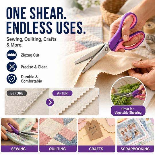 🧵 LIMITED TIME 40% OFF! Premium Stainless Steel Pinking Shears – Ergonomic Soft-Grip, Zigzag Cut ✂️