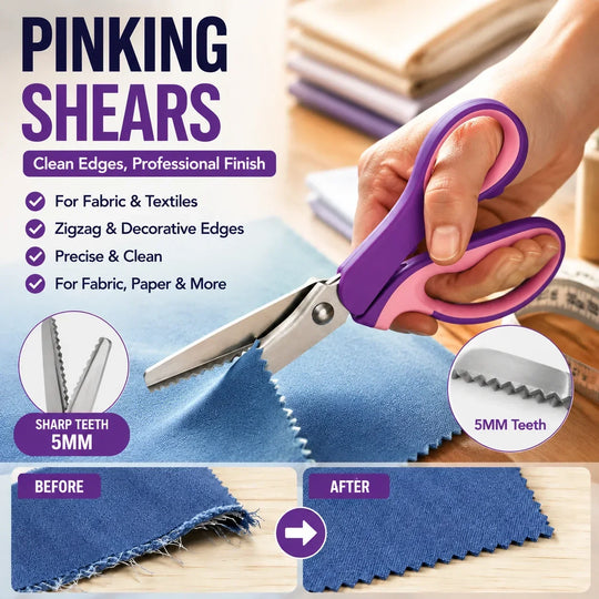 🧵 LIMITED TIME 40% OFF! Premium Stainless Steel Pinking Shears – Ergonomic Soft-Grip, Zigzag Cut ✂️