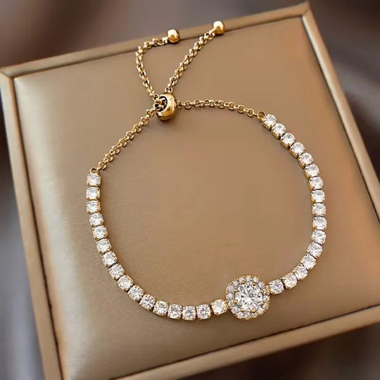 💖VARMT UDSALG 50% RABAT💖✨Armbånd med kobberindlagt kubisk zirkoniasten, udsøgt luksuriøst glitrende tilbehør til kvinder
