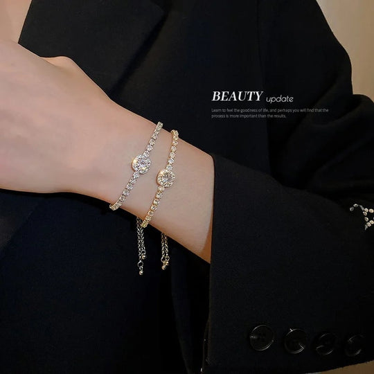 💖VARMT UDSALG 50% RABAT💖✨Armbånd med kobberindlagt kubisk zirkoniasten, udsøgt luksuriøst glitrende tilbehør til kvinder
