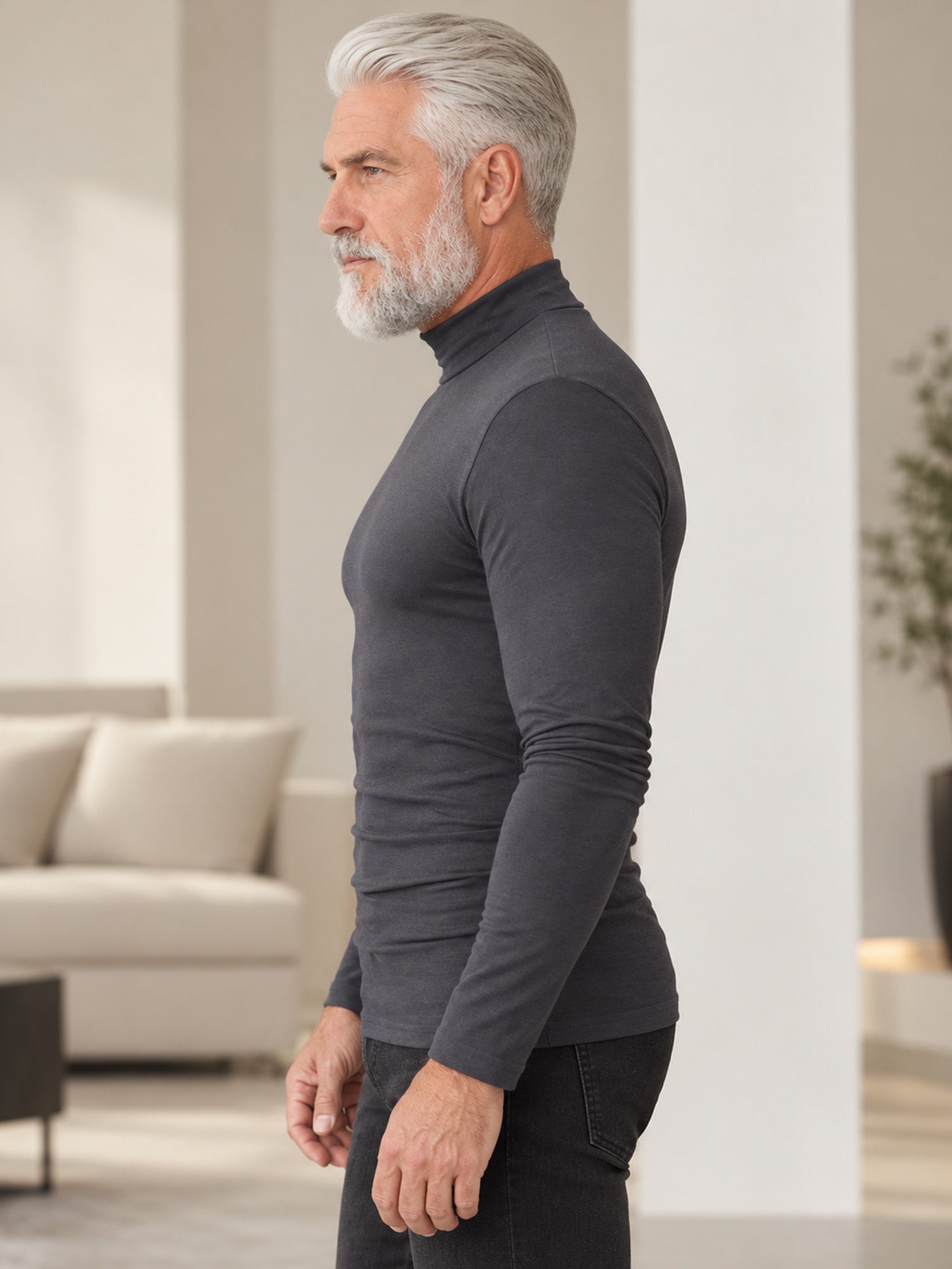 Men's Slim Fit Mock Turtleneck Top – Sleek, Stretchy, Modern Everyday Essential