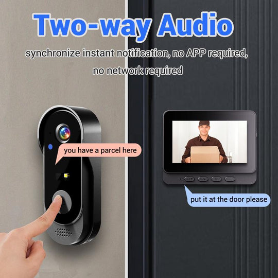 Wireless doorbell camera: 1080P, 170° angle, 4.3-inch screen, IPX65 o Wireless doorbell camera: 1080P, 170° angle, 4.3-inch screen, IPX65 o