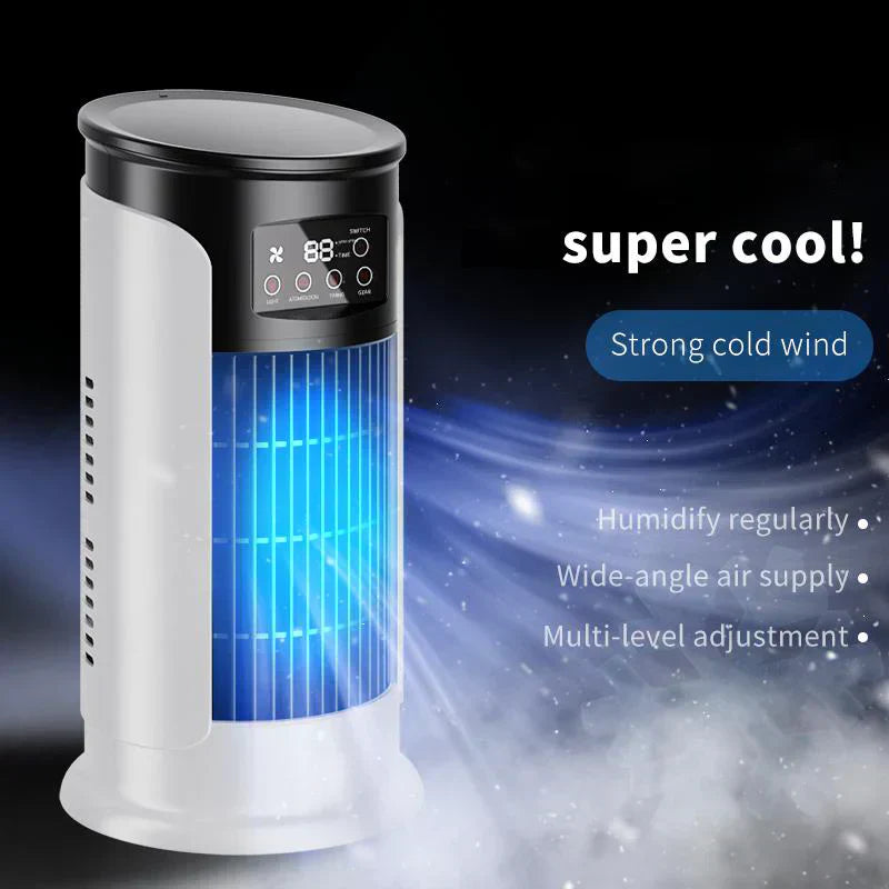 New Evaporative Air Conditioner - Compact USB Desk Fan, 300ml Tank Personal Cooler, Adjustable Speed Settings, Timer, Quiet, Portable Design Bedside | Small Room Cooling Fan For Home Travel Outd