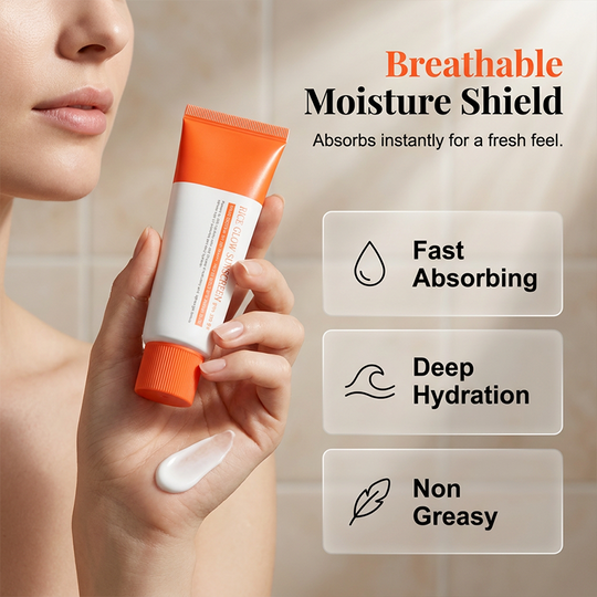 Rice Glow Sunscreen, SPF50+ Broad Spectrum Korean Sunscreen for Face, Dewy Finish No White Cast, Glass Skin Hydrating SPF Moisturizer with Rice Water & Hyaluronic Acid, 50ml / 1.69 fl. oz.