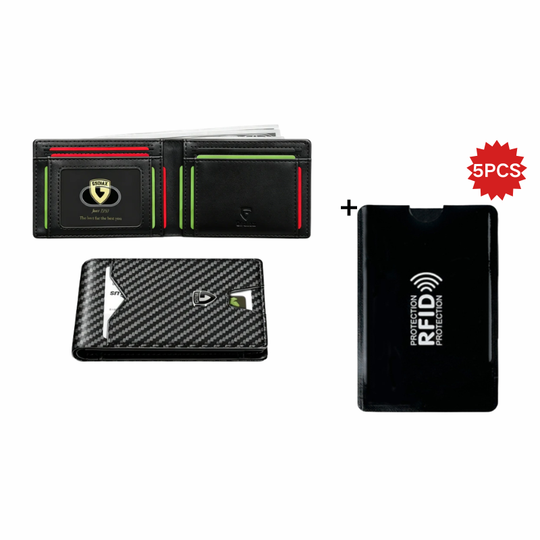 Limited-Time Discount!!RFID-Blocking Leather and Carbon Fiber Credit Card Holder