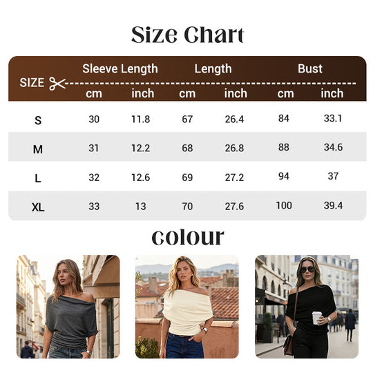 👕Summer Hot Sale⚡50K+ SOLD!🎁Women's Asymmetrical Off-Shoulder Batwing Sleeve Top
