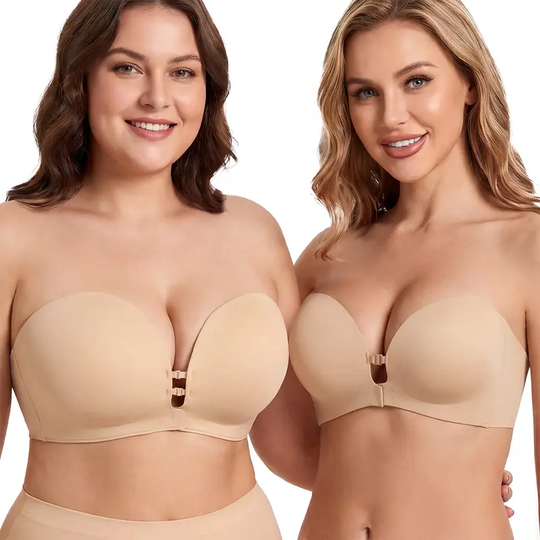 LUCKMEEY Womens Strapless Front Closure Bra Push Up Lift Bra Padded Add Cup