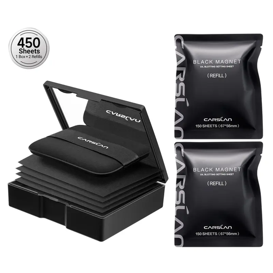 CARSLAN Black Magnet Oil Blotting Setting Sheet With Powder More Control Oil Keep Fresh
